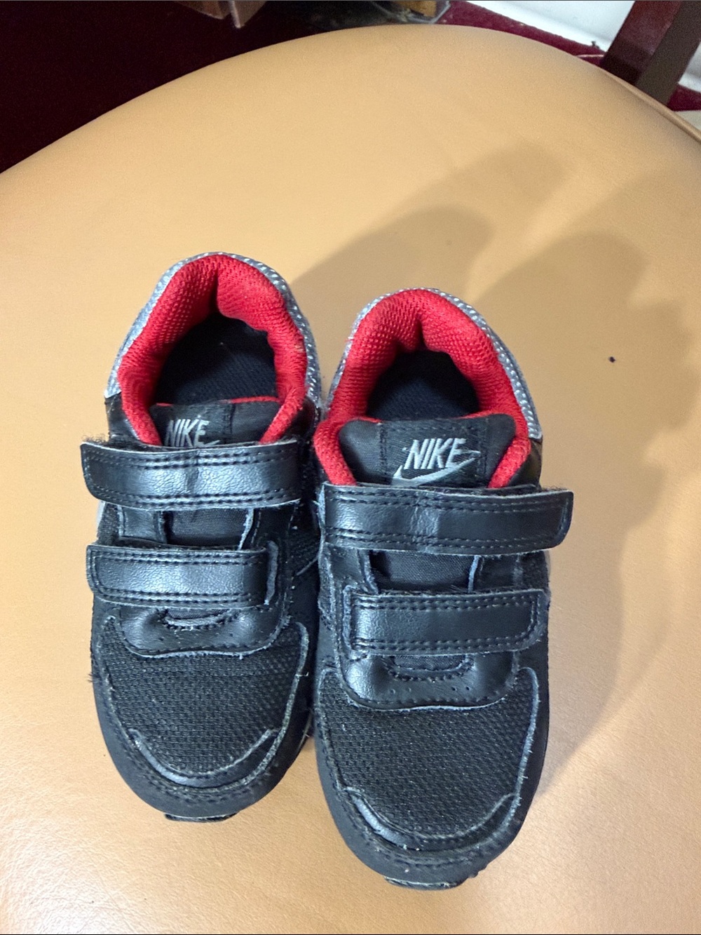 Nike Kids Black Sneakers with Red Lining Velcro